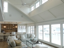 bayfront renovation makes the lost of views with clerestory windows for additional light and soaring ceiling