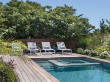 Avalon pool and spa nestled in the dunes, privacy and comfort on ipe wood surround