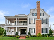 Grand traditional seaside home in Avalon NJ, Brick chimney and porches top and bottom